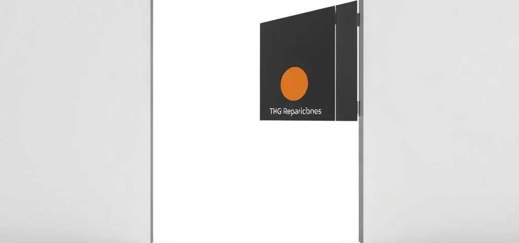 Rectángulo negro abierto con círculo ocre en un fondo blanco, simbolizando un inicio; que servicios de instalacion de persianas metalicas ofrecen garantias extensas.