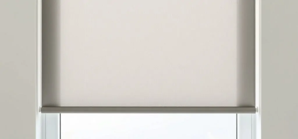 Composición minimalista con ventana y persiana motorizada, skyline de Barcelona y un pequeño suculento. Donde instalar persianas motorizadas al mejor precio en Barcelona.